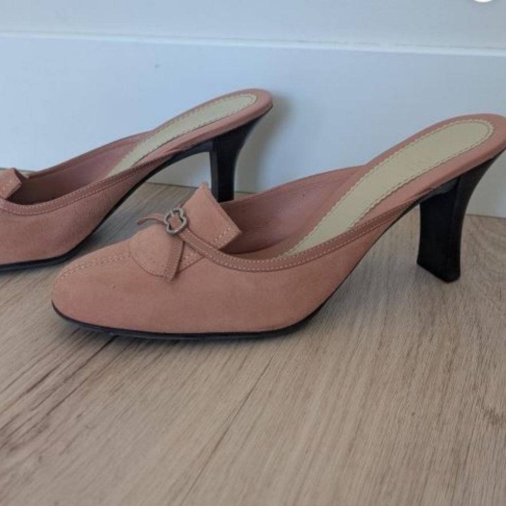 Cole Haan pink suede mules